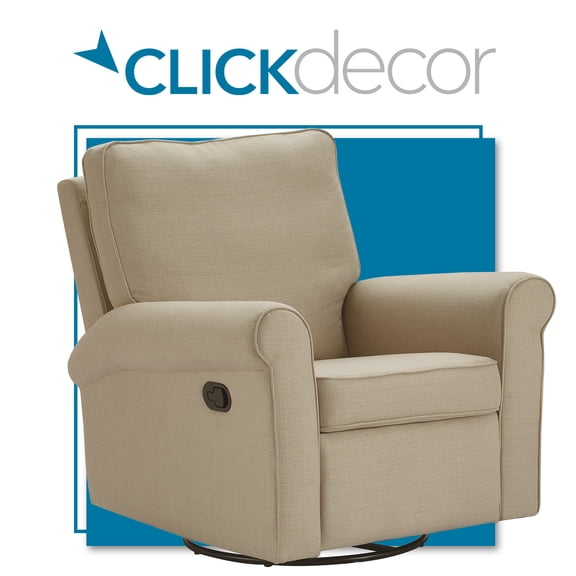 ClickDecor Hughes Swivel Recliner Chair, Beige Sand