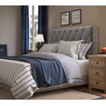 thumbnail image 1 of ClickDecor Kenton Contemporary Wood Veneer Tufted Platform Bed, Queen, Light Gray, 1 of 9