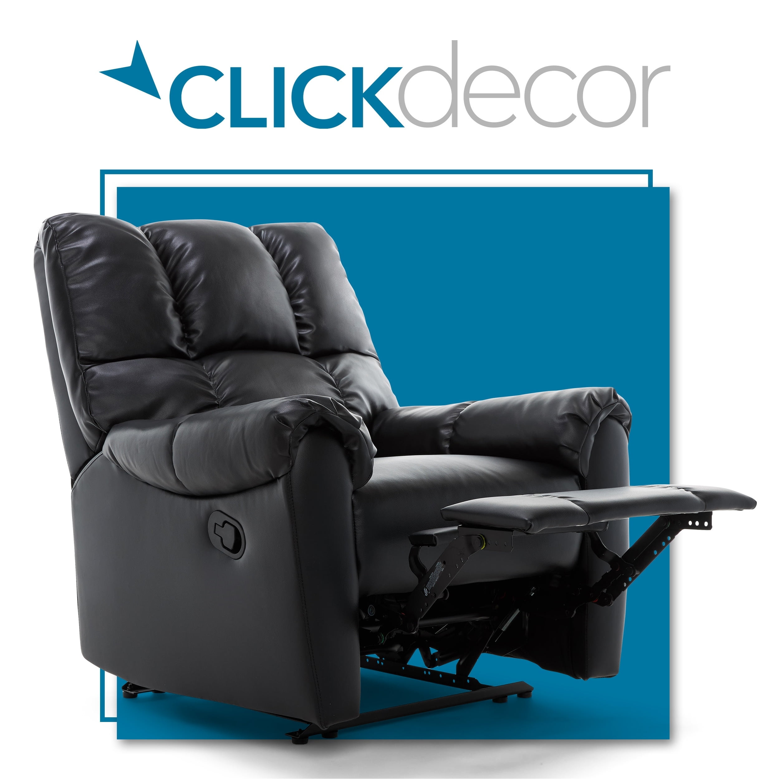 ClickDecor Langston Recliner Faux Leather Black
