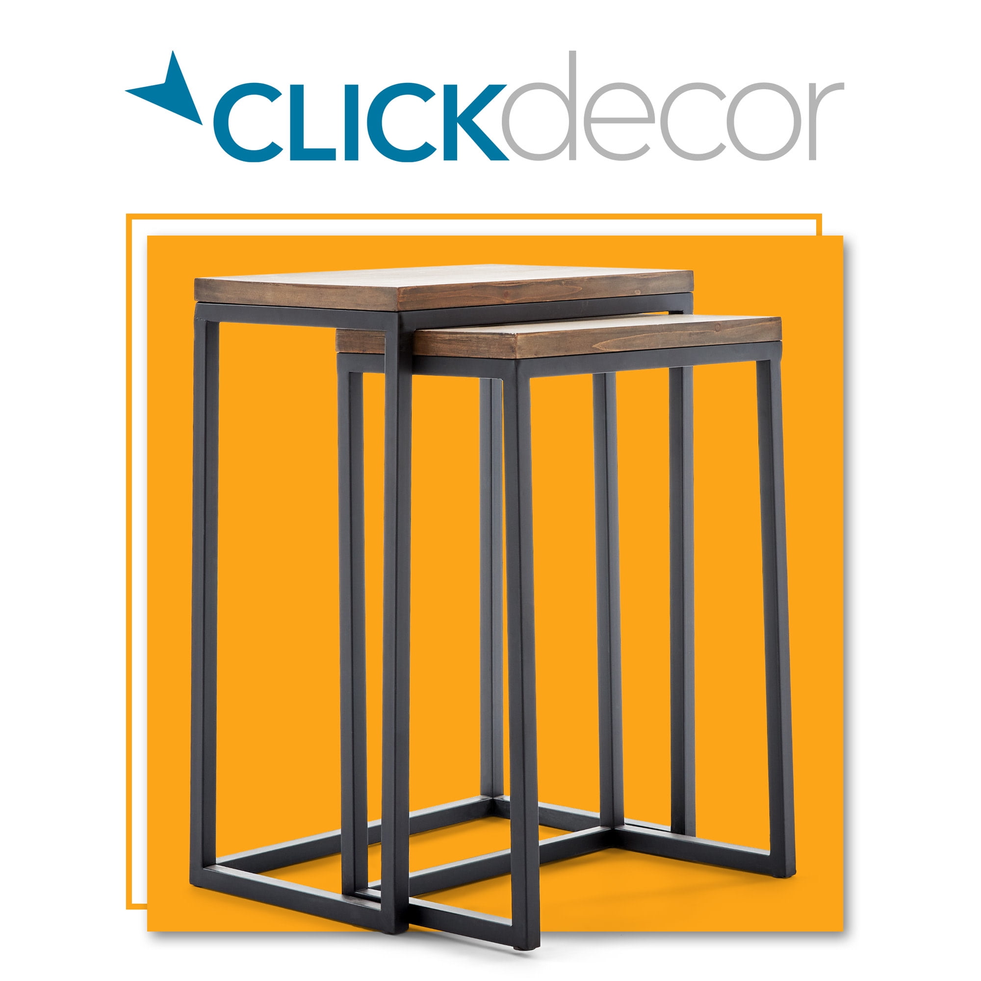 Parker Rustic Wood & Metal Nesting End Table Set - Brown