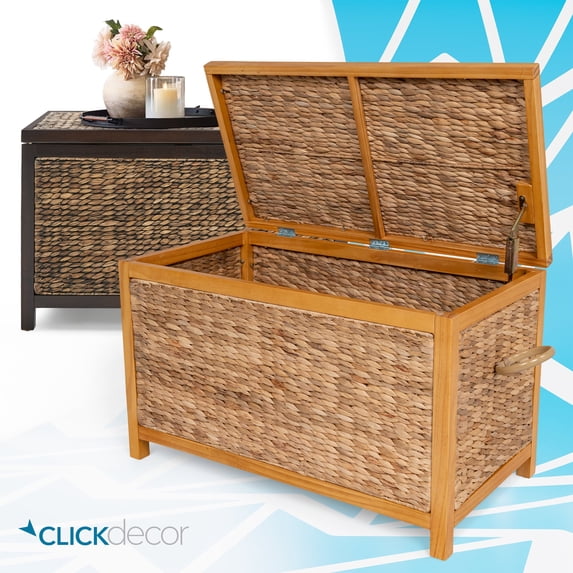 ClickDecor Wilson Farmhouse Wicker Trunk Acacia 30" Storage Basket Natural Brown