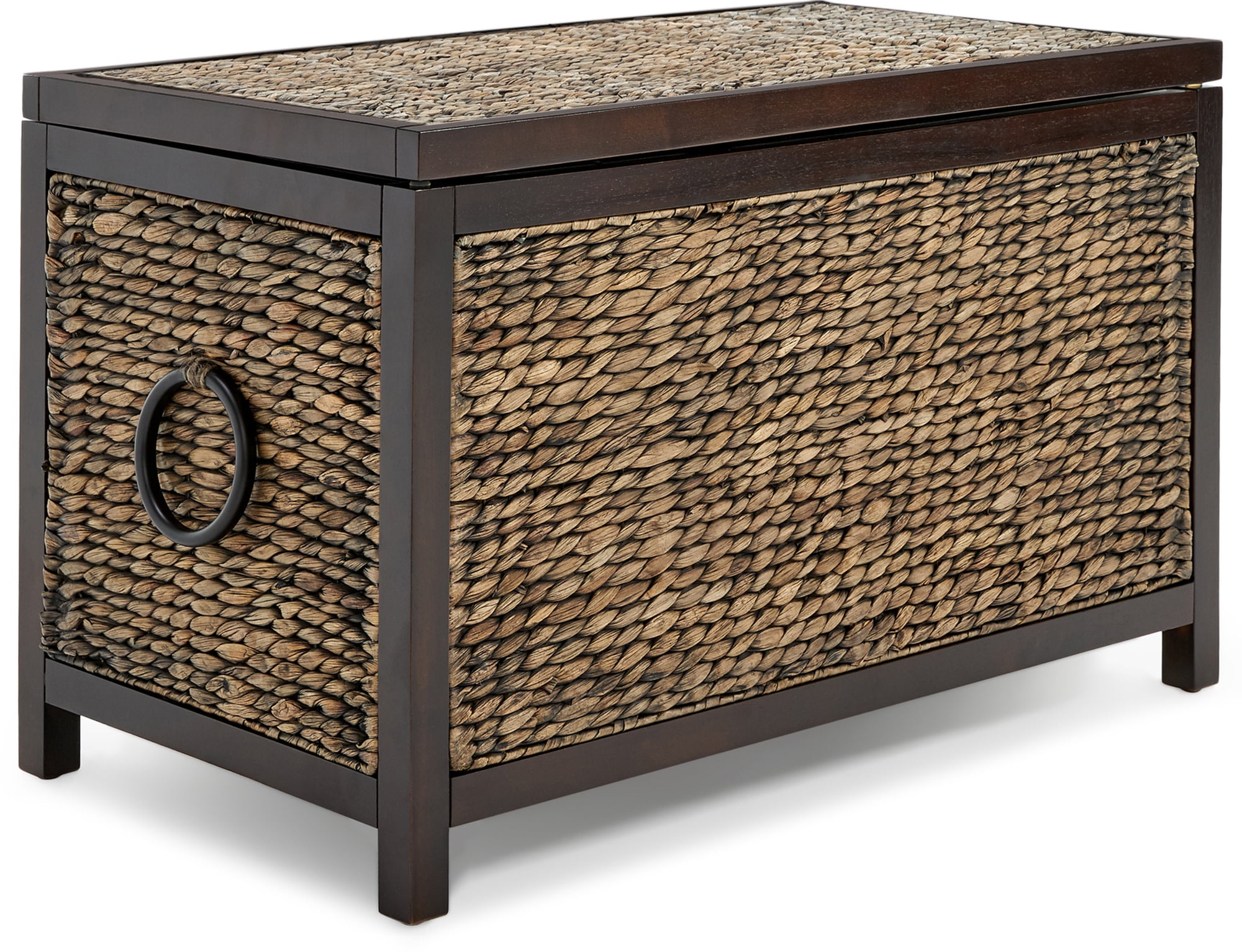 ClickDecor Wilson Farmhouse Wicker Trunk Acacia 30" Storage Basket Rustic Brown