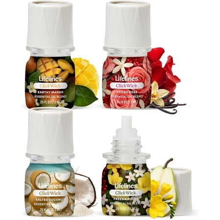 ClickWick Lush Earth Essential Oil Blend Collection, Long-Lasting Scented Fragrance for Aromatherapy, 4 Pack