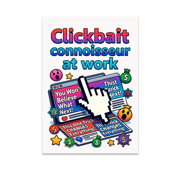 Clickbait Connoisseur at Work Art - Internet Humor Lover - 13x19 Poster Print