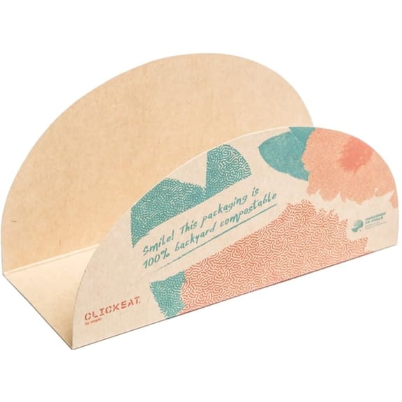 Clickeat CAPA320960 Calendula Paperboard Disposable Snack Tray (25 Pieces); Perfect for Donuts, Tacos, Small Sandwiches, Fries; Backyard Compostable Cardboard; Convenient and Sustainable; 8.81 Oz