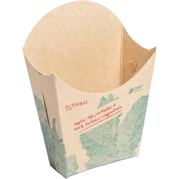 Clickeat CAPA321365 Nalca Pocket Holder (25 Pcs); Perfect for Fries, Onion Rings, Meat Pies; Take Out Containers, Disposable Snack Cups; Eco-Friendly Veggie Inks; Sustainable Food Packaging Solution