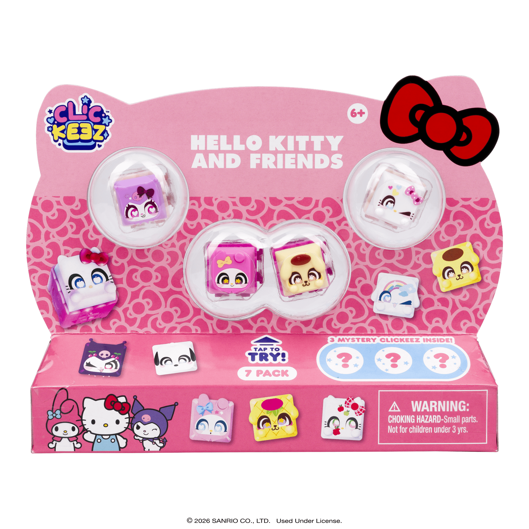 Clickeez Series 1 Hello Kitty & Friends 7-Pack, 7 Collectible Character Keyboard Keys Click and Clack, Create Your Own Keychain, Ages 6+
