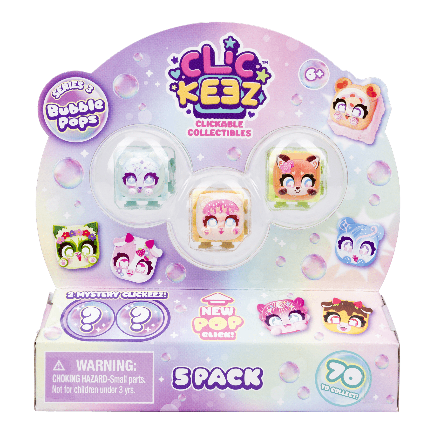 Clickeez Series 3 5-Pack, 5 Collectible Character Keyboard Keys Click and Clack, Create Your Own Keychain, Ages 6+
