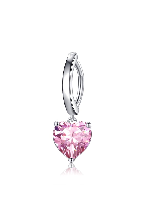 Clicker Belly Button Rings for Women Sterling Silver Belly Piercing Jewelry Pink Heart Belly Button Ring Reverse Curved Navel Barbell Body Piercing Jewelry