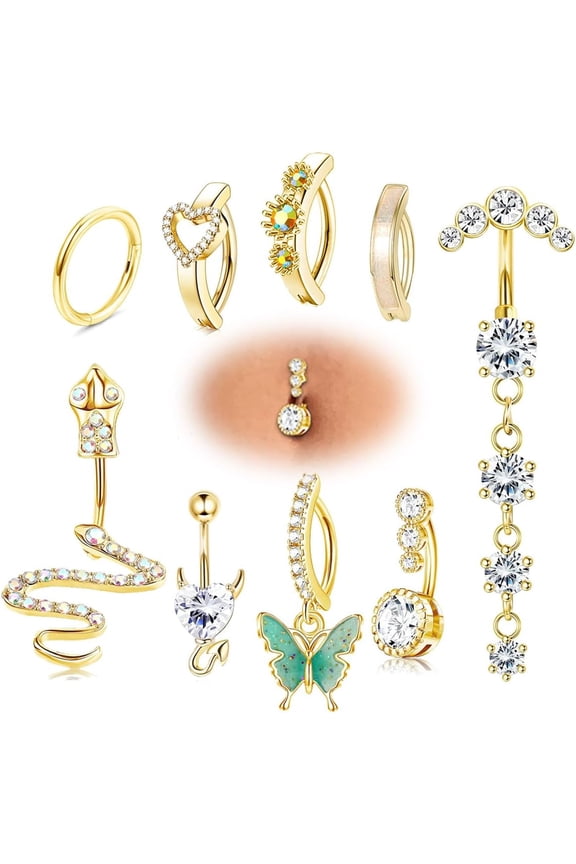 Belly Professional Button Ring 14G Surgical Steel Hoop Belly Button Ring Curved Navel Belly Barbell Piercing Jewelry[y853]