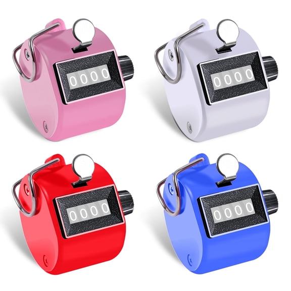 Clicker Counter Handheld Tally Counter 4-Digit Number Counter, 2 Pack Hand Mechanical Counters Clickers Pitch Umpire Click Counter for Coaching, Knitting, People, Lap, Fishing, Golf