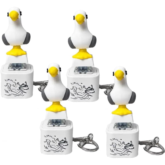 Clicker Fidget , Rechargeable Fidget Clicker with Real Sound and LED Light, Seagull Mine Sound Button Keychain , Funny Interactive Desk Stress Relief Toy Gifts for Adults,white-4pcs