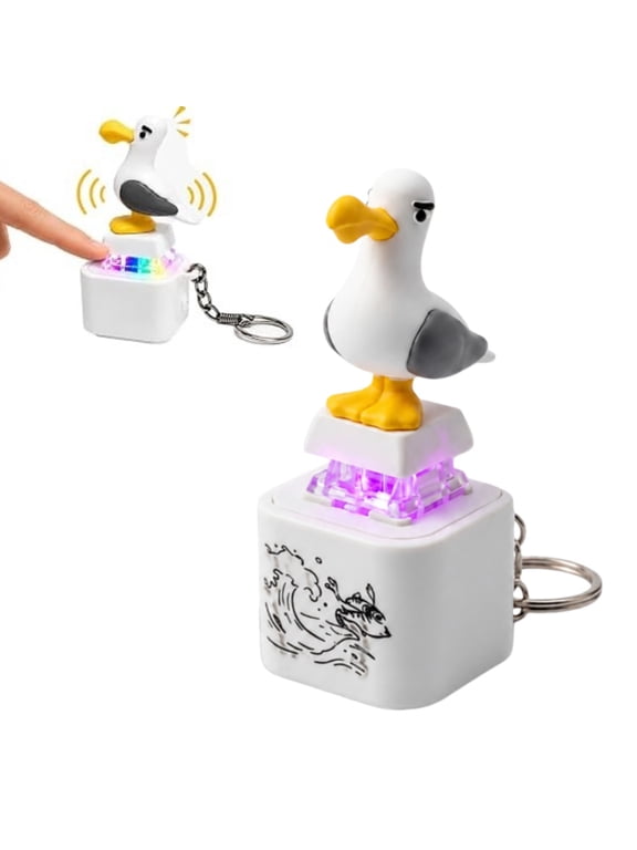 Clicker Fidget Toys, Rechargeable Seagull Mine Button Keychain with Real Sound & LED Light, Funny Interactive Desk Stress Relief Toy for Kids Adults(Rechargeable)
