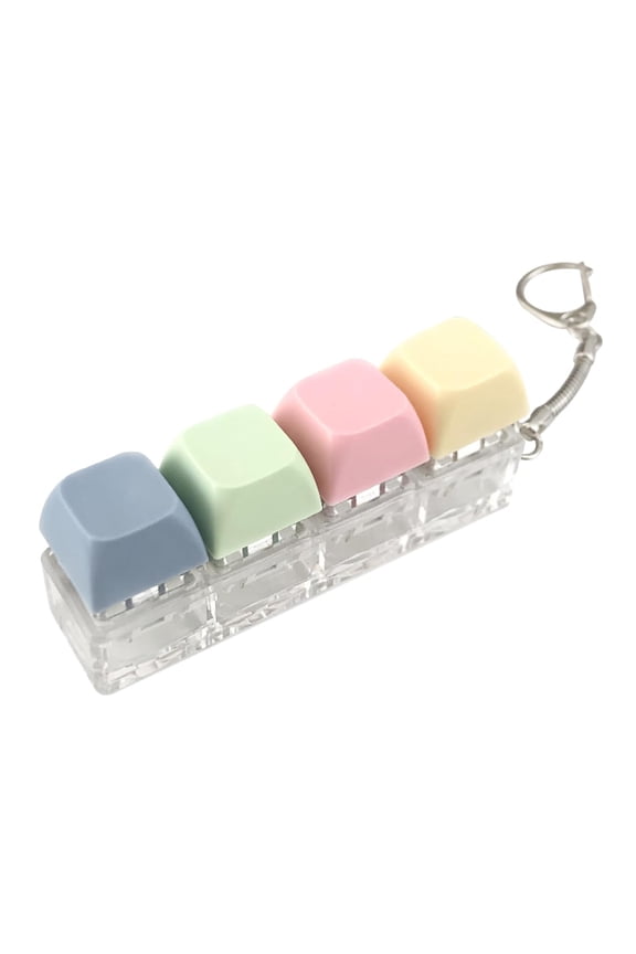 Clicker Squeeze Toy, Keyboard Squeeze Toy, 4 Key 2.5X1 In, Macaron Pastel, Relaxation Toy, Portable Carry, Keychain Squeeze, 1 Pc