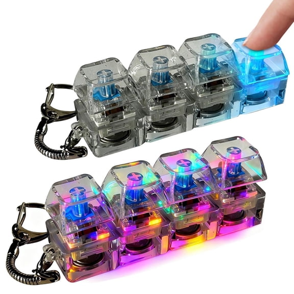 Clicker Squeeze Toys 2 Pack, Keyboard Squeeze, Squeeze Keyboard, Clicky Squeeze Toys Relaxation Squeeze Toys, Black Translucent 4-Button Pc Keyboard Squeeze with Embedded Led
