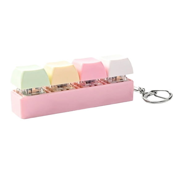 Clicker Squeeze Toys, Mini Keyboard Squeeze, Relaxation Relief Items Squeeze, Desk Toys for Office for Adults, Compact 3X1X1 in 4 Pastel Key Mechanical Switch Squeeze Keychain for