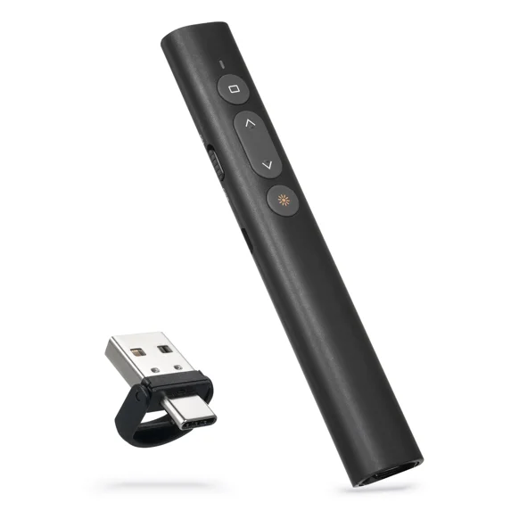 Clicker for Powerpoint Presentations, 100 Feet 2 in 1 Slides Clicker Presentation Pointer- Black