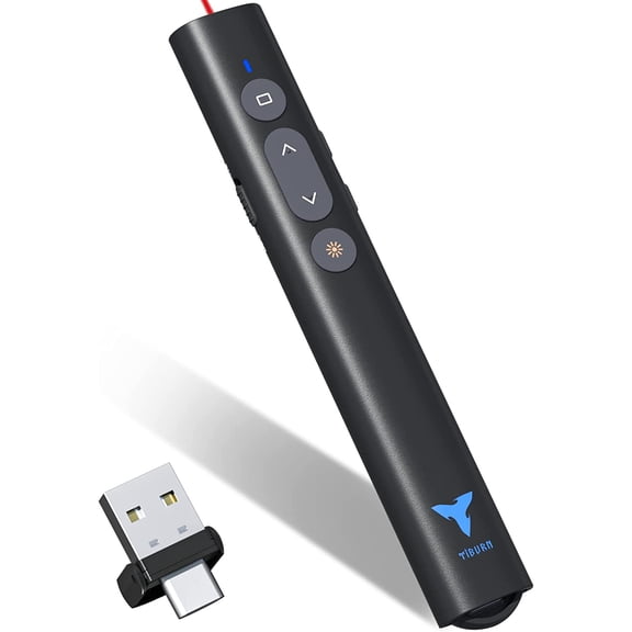 Clicker for Powerpoint Presentations, 100 Feet Presentation Clicker USB/USB-C 2 in 1 Slides Clicker for Mac/Win/Computer/Laptop Presentation Pointer