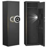 Clickoods 10-12 Large Biometric Gun Safe for Rifles and Pistols, Fingerprint & Digital Keypad Security Cabinet with Adjustable Racks and Door Organizer, Black
