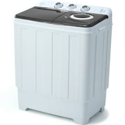 Clickoods 28lbs Portable Washing Machine Twin Tub, Compact Washer with Drain Pump, Semi-Automatic washer dryer combo, Grey