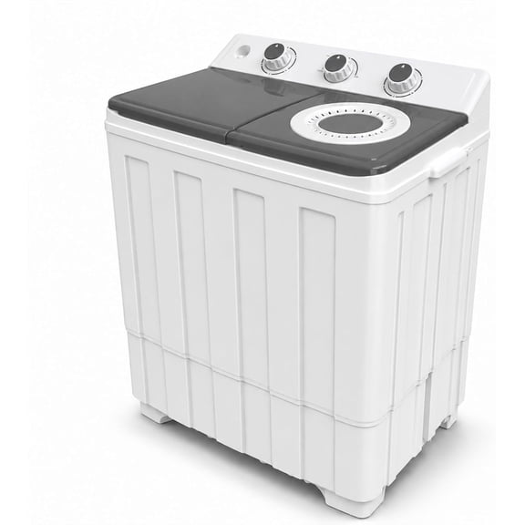 Clickoods Portable Washing Machine, 14 lb Twin Tub Washer with 9.5 lb Wash & 4.5 lb Spin Capacity, Compact Semi-Automatic Laundry Machine for Dorms, Apartments & RVs, Grey
