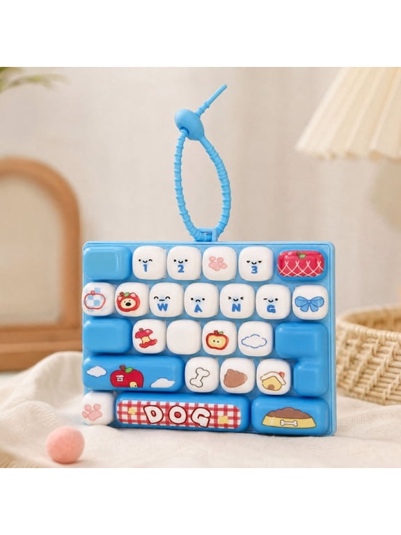Clicky Keyboard Fidget, 26-Key Cute Keyboard Fidget Toy Keychain, Press Sensory Stress Relief Button Pendant with Hanging Lanyard, for Backpack Handbag Decor