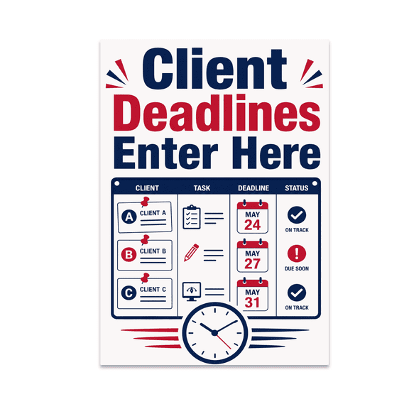 Client Deadlines Enter Here - Office Decor - 13x19 Poster Print