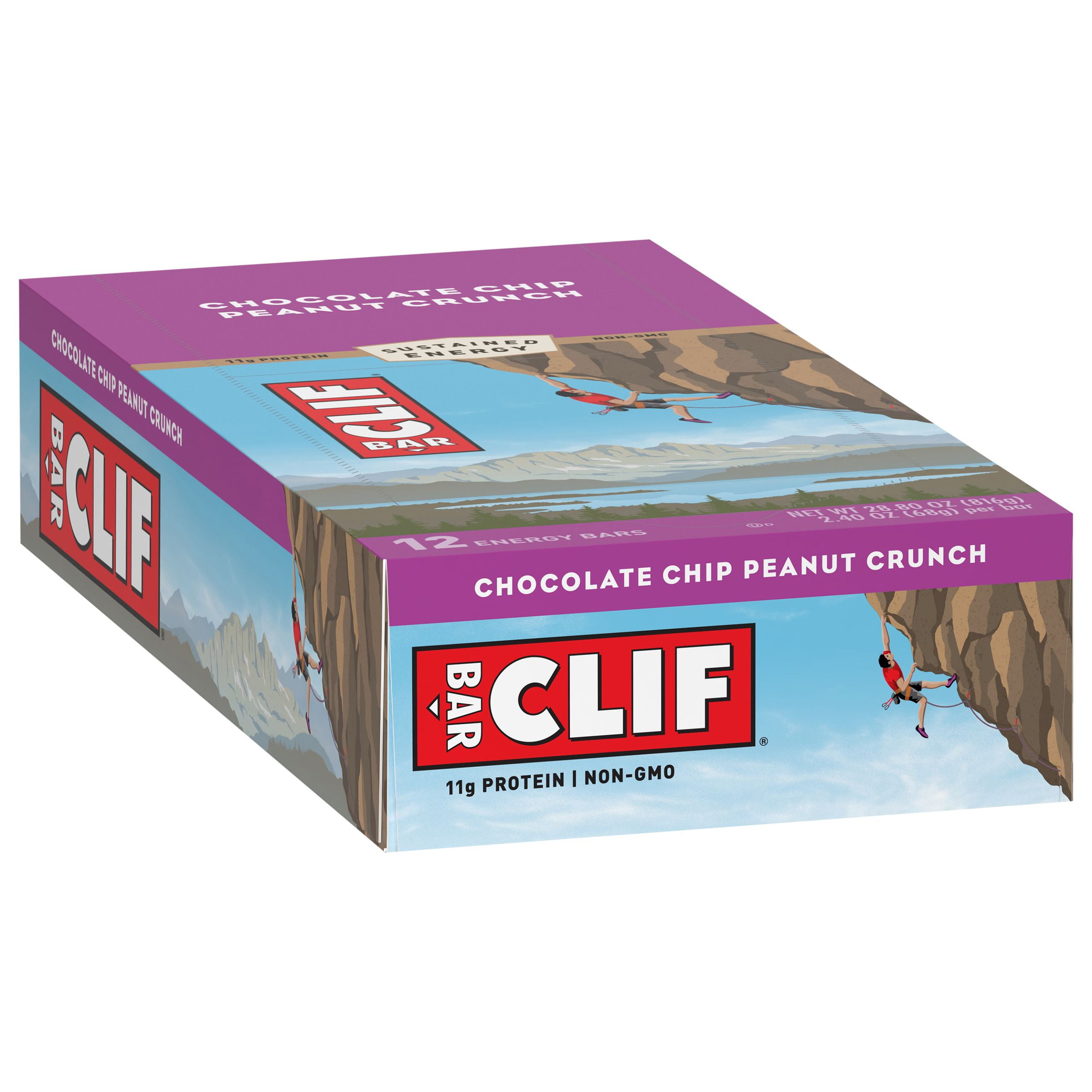 Clif Bar Chocolate Chip Peanut Crunch Made with Organic Oats Energy Bars 2.4 oz. (12
