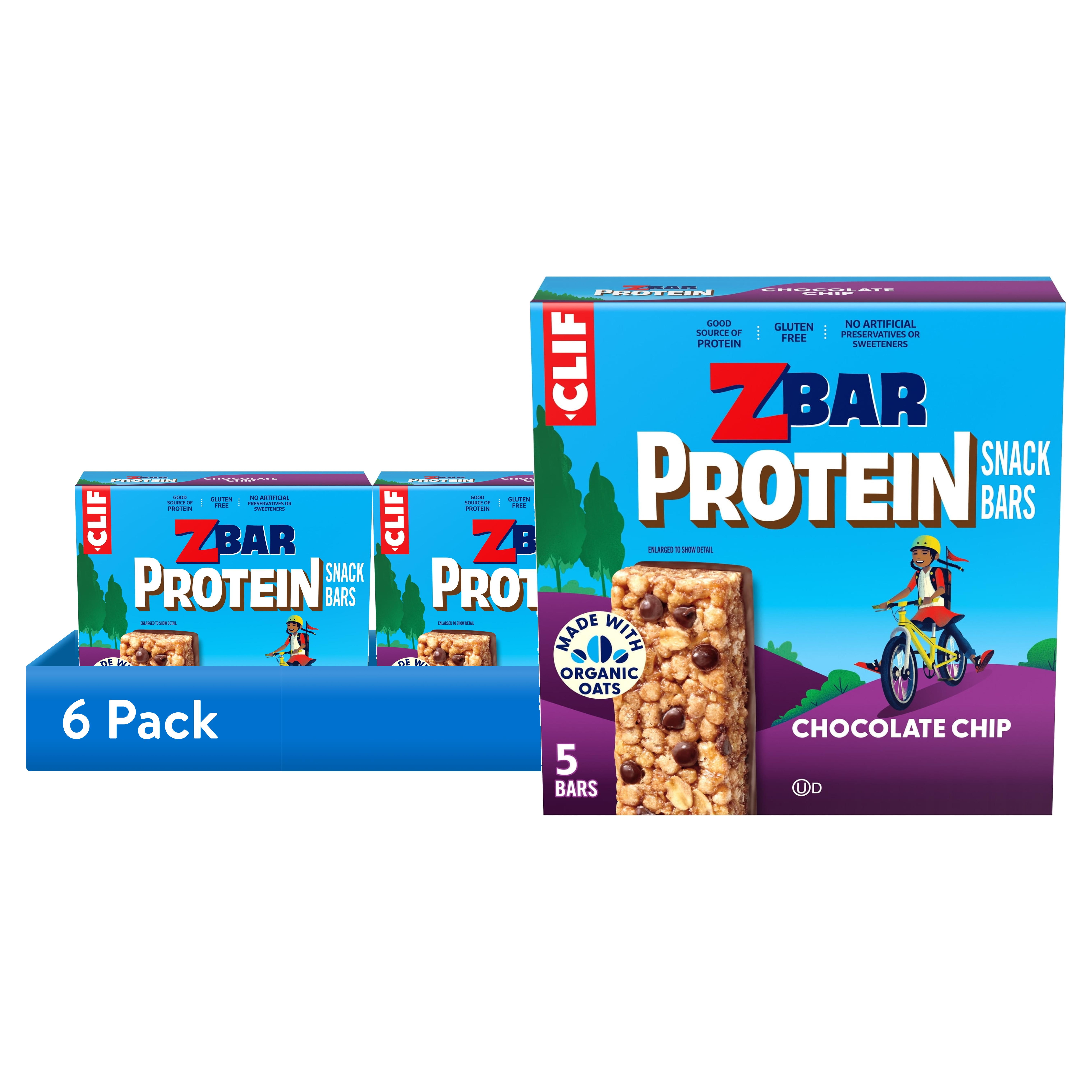 (6 pack) Zbar Protein Chocolate Chip Flavor Snack Bars, Gluten Free Protein Bars, Snacks for Kids, 5 count