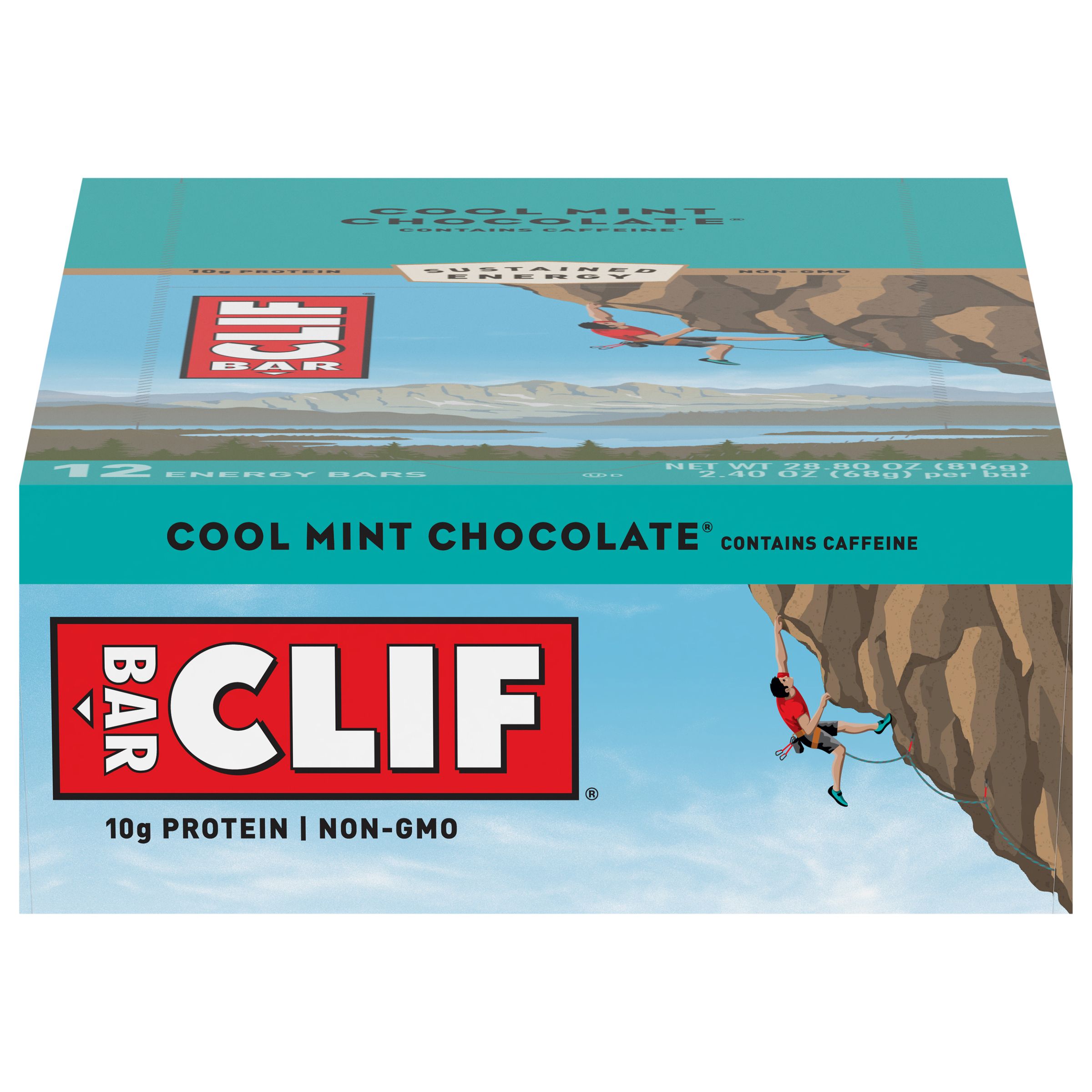 Clif Bar Cool Mint Chocolate with Caffeine Plant Based Energy