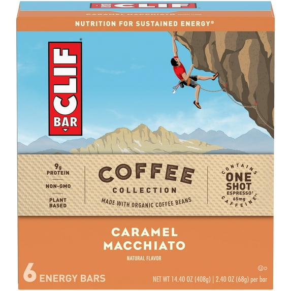 Clif Bar Energy Bar, Coffee Collection Breakfast Bars, Caramel Macchiato, 9g Protein Bar, 6 Ct, 2.4 oz