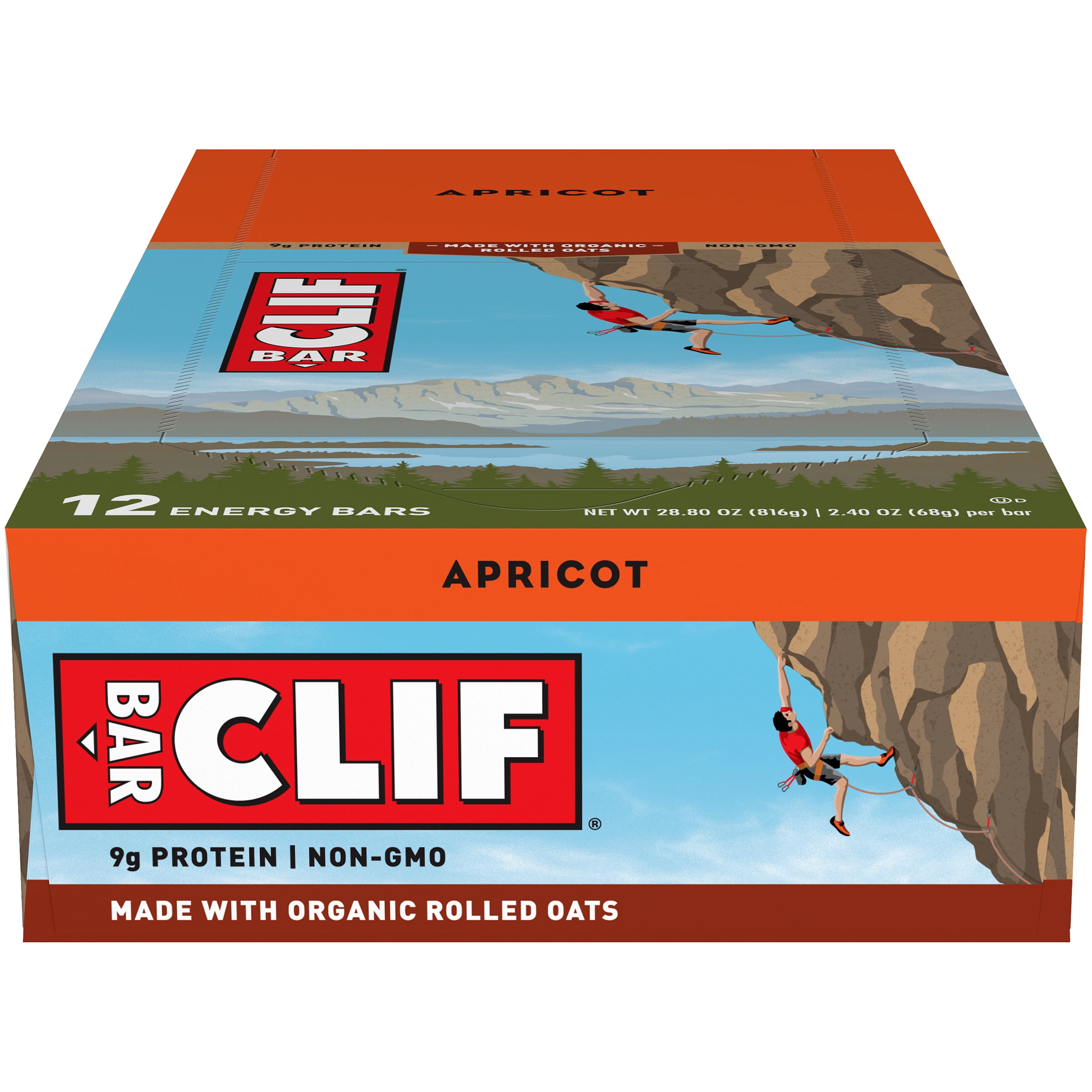 Clif Bar Energy Bars, Apricot, 9g Protein Bar, 12 Ct, 2.4 oz