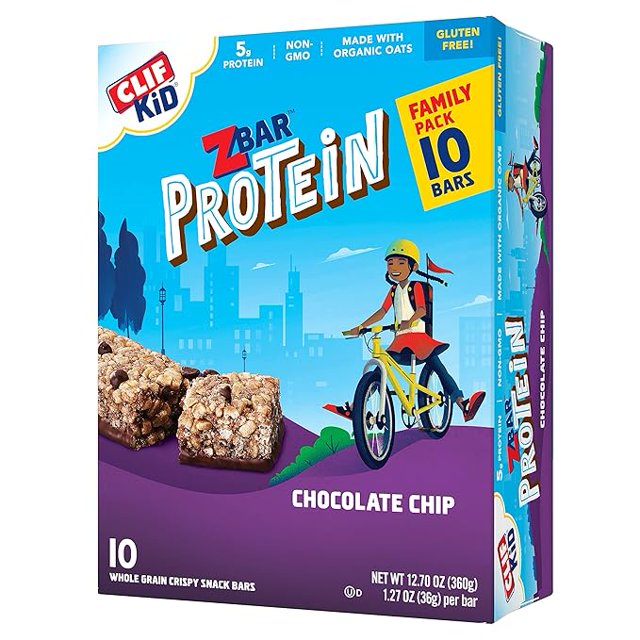 Clif Bar Gluten Free Kid ZBar Protein Bars Chocolate Chip 10 Bars