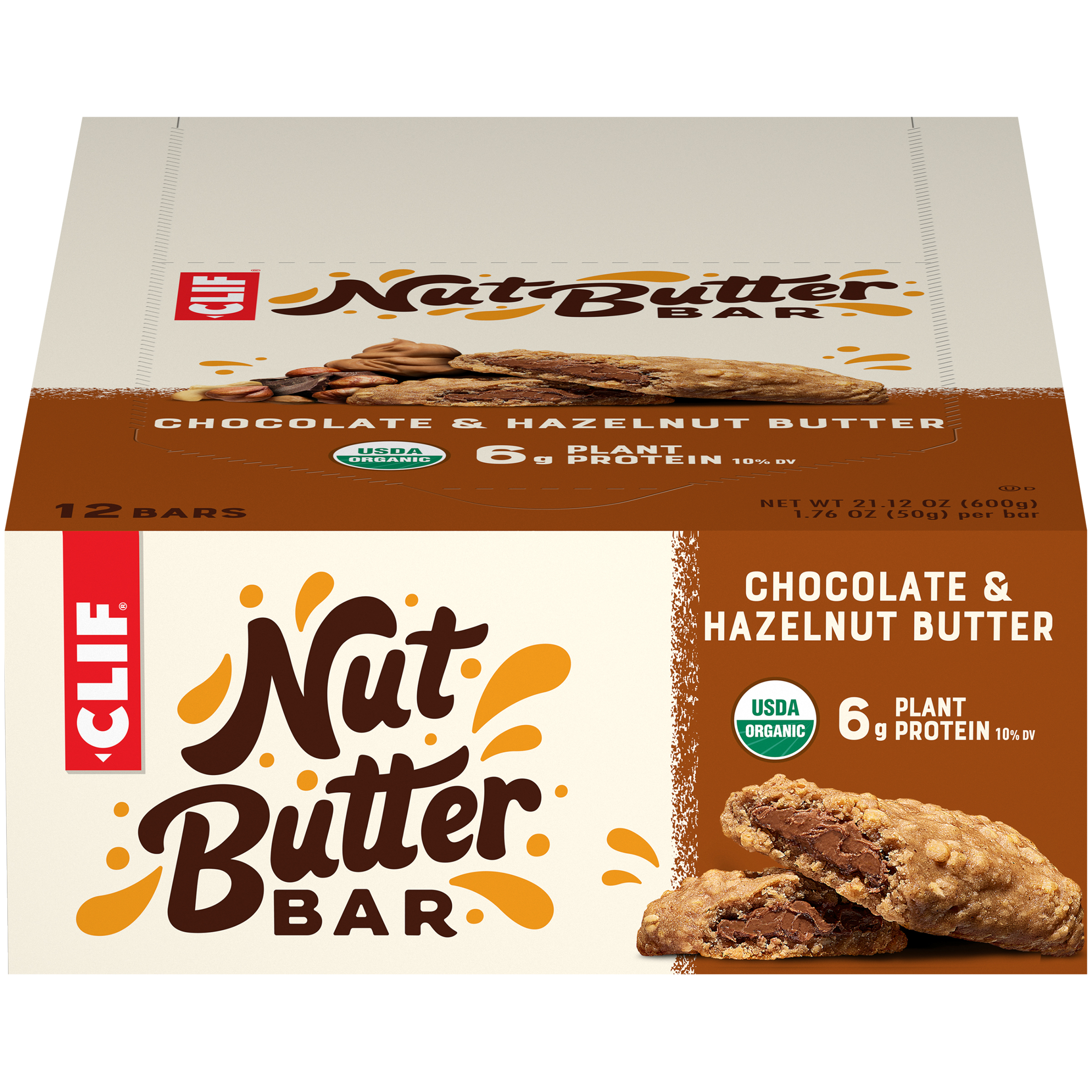 Clif Bar, Nut Butter Snack Bars, Organic, Chocolate & Hazelnut Butter, 12 Ct, 1.76 Oz - image 1 of 10
