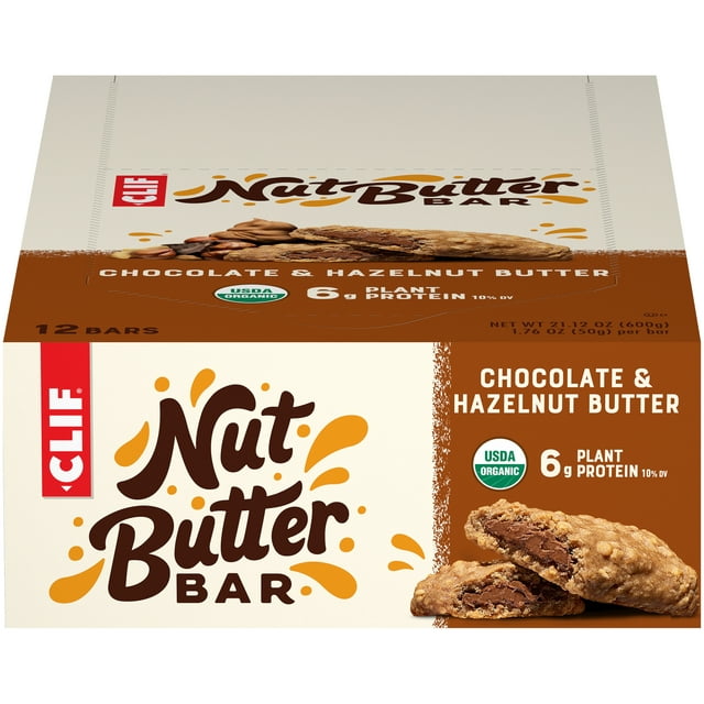 Clif Bar, Nut Butter Snack Bars, Organic, Chocolate & Hazelnut Butter, 12 Ct, 1.76 Oz