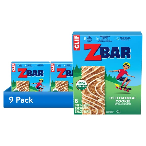 (9 pack) Zbar Iced Oatmeal Cookie Flavor Soft Baked Snack Bars, Organic Granola Bars, 6ct
