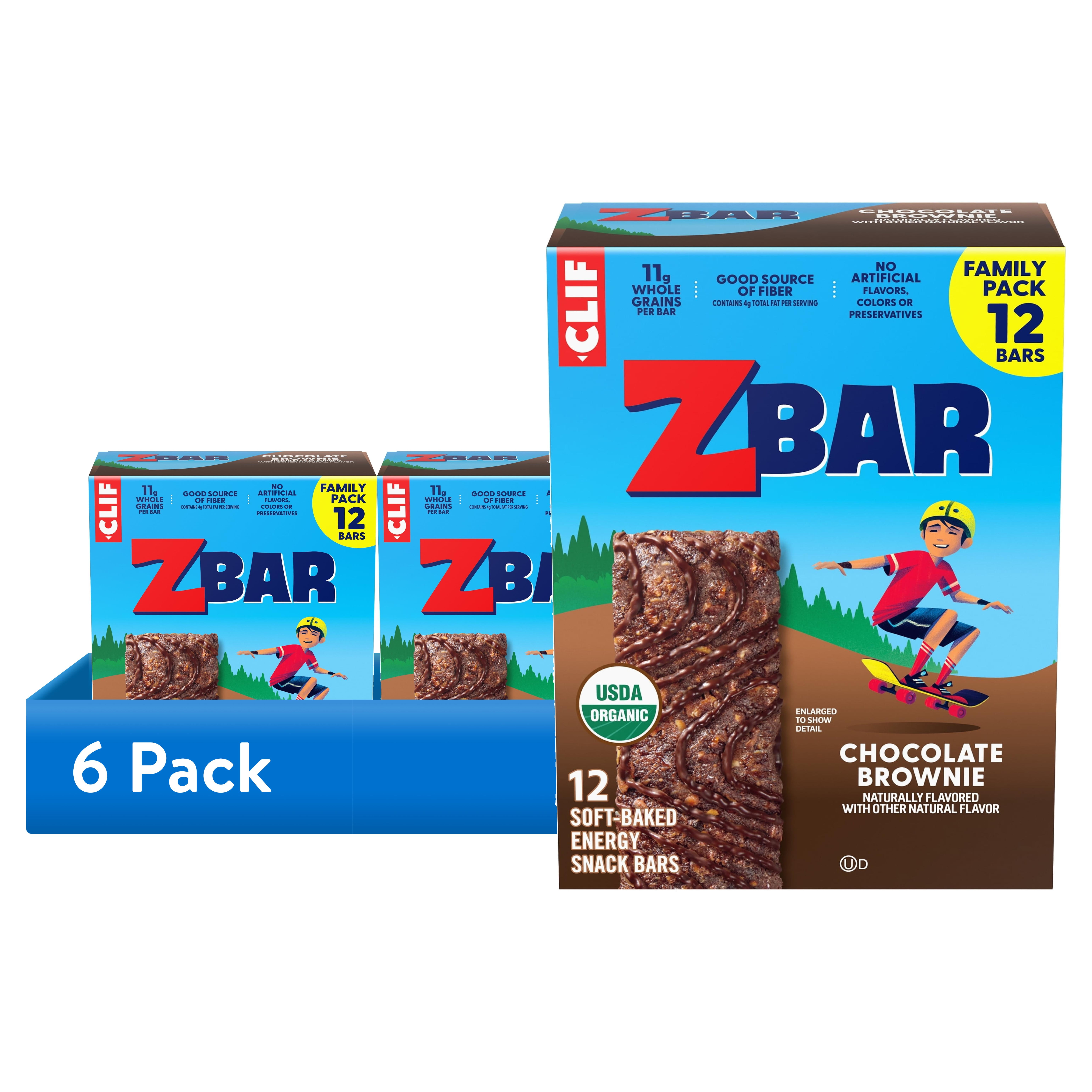 (6 pack) Zbar Chocolate Brownie Flavor Soft Baked Snack Bars, Organic Granola Bars, 12ct
