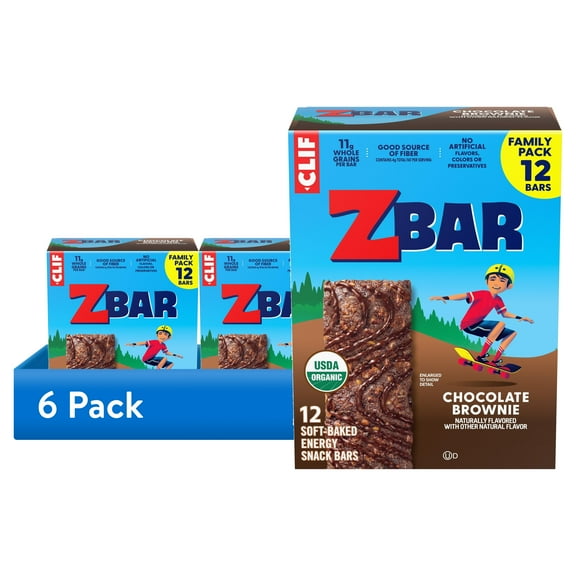 (6 pack) Zbar Chocolate Brownie Flavor Soft Baked Snack Bars, Organic Granola Bars, 12ct