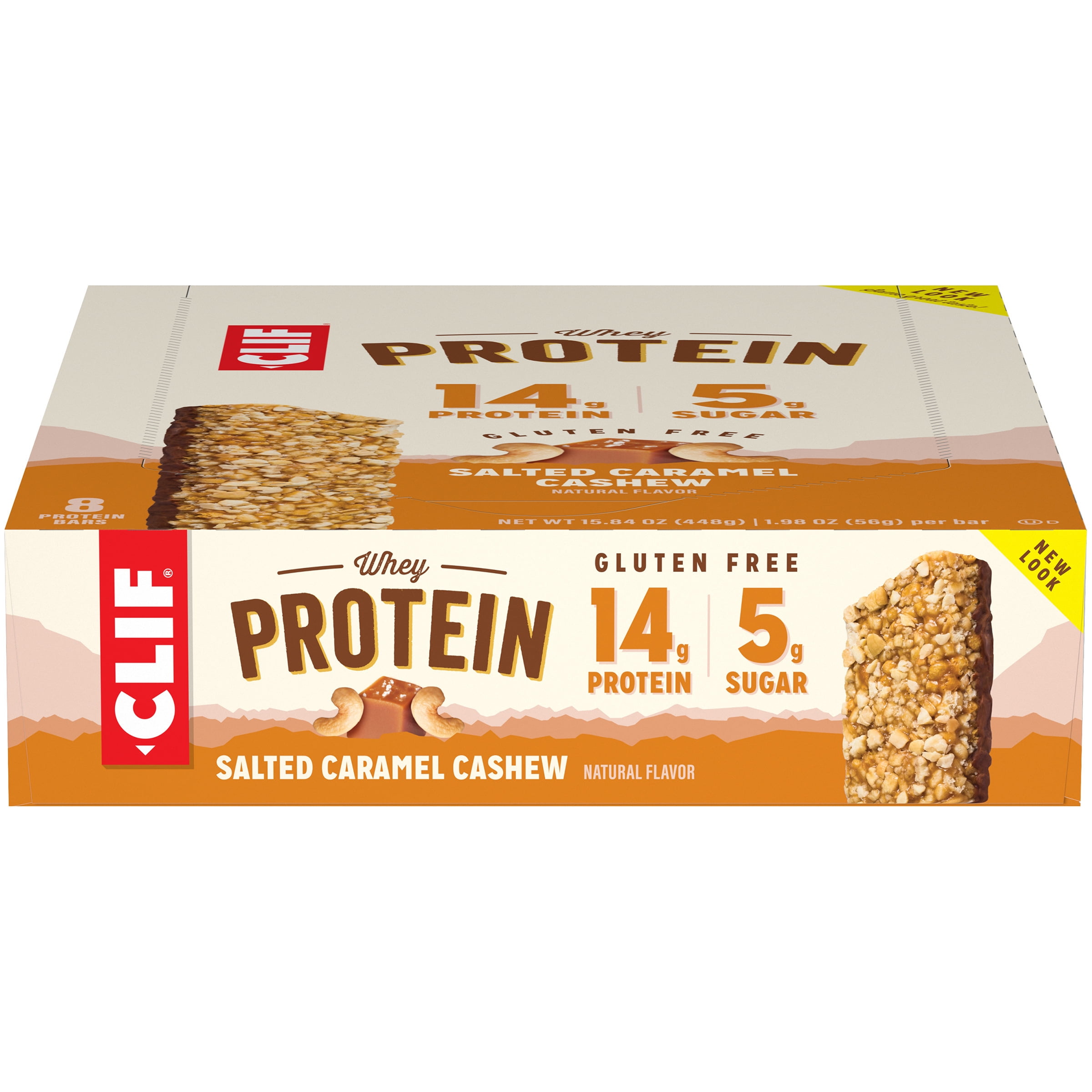 Clif Bar Whey Protein, Salted Caramel Cashew Protein Bars, 8 Ct