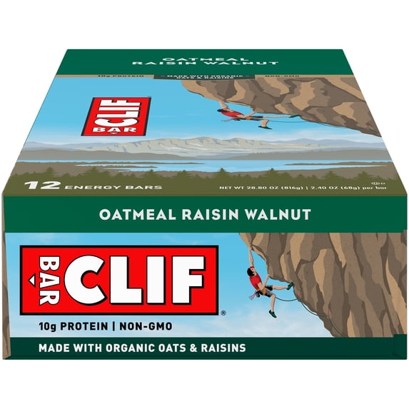 CLIF BAR - Oatmeal Raisin Walnut - Made with Organic Oats - Energy Bars - Non-GMO - Plant Based Protein Bars (12 Pack)
