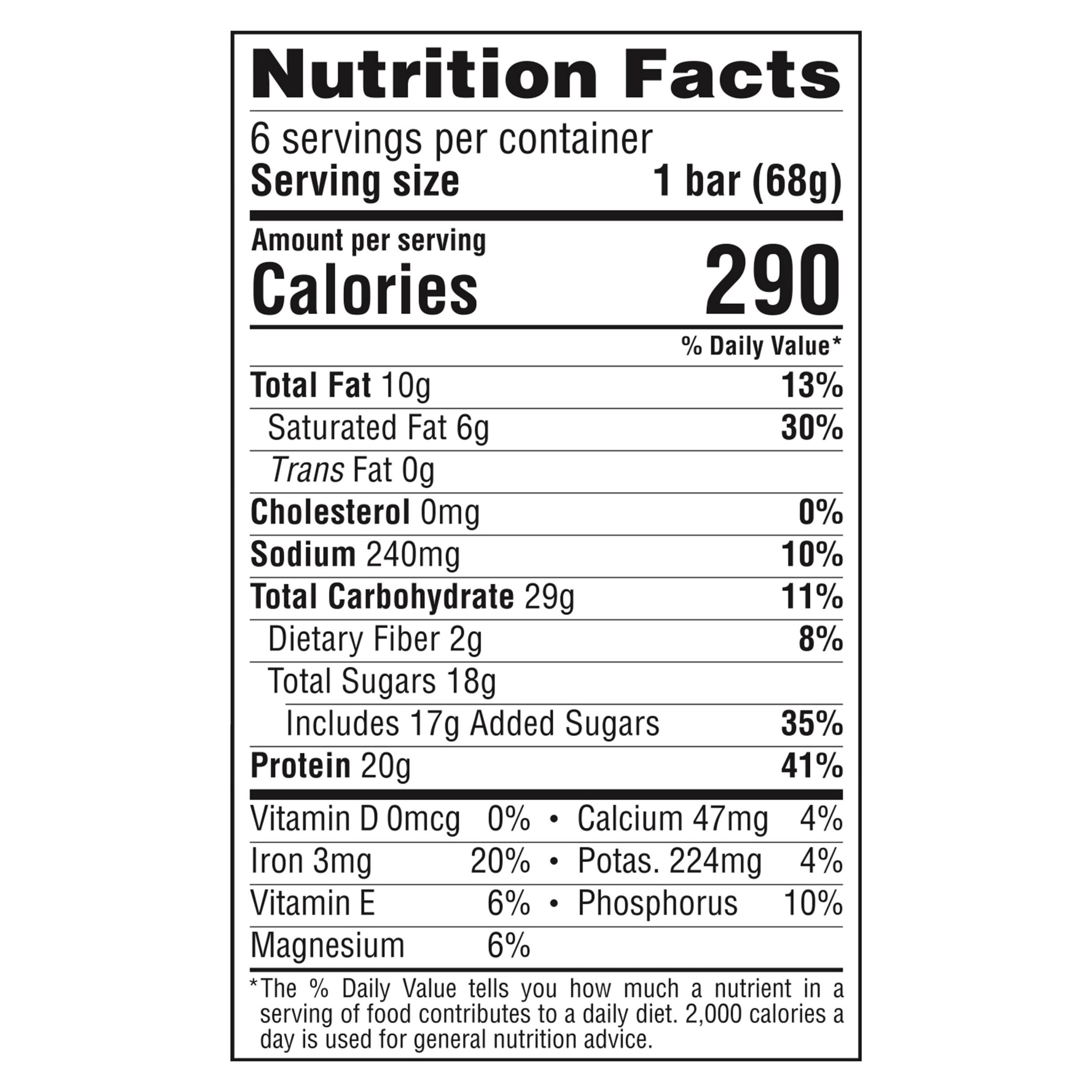 Clif Builders Protein Bar with Caffeine Chocolate Chip Cookie Dough, 6 Ct, 2.4 oz