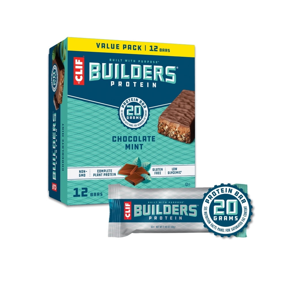 Clif Builders Protein Bars Chocolate Mint 12 Bars