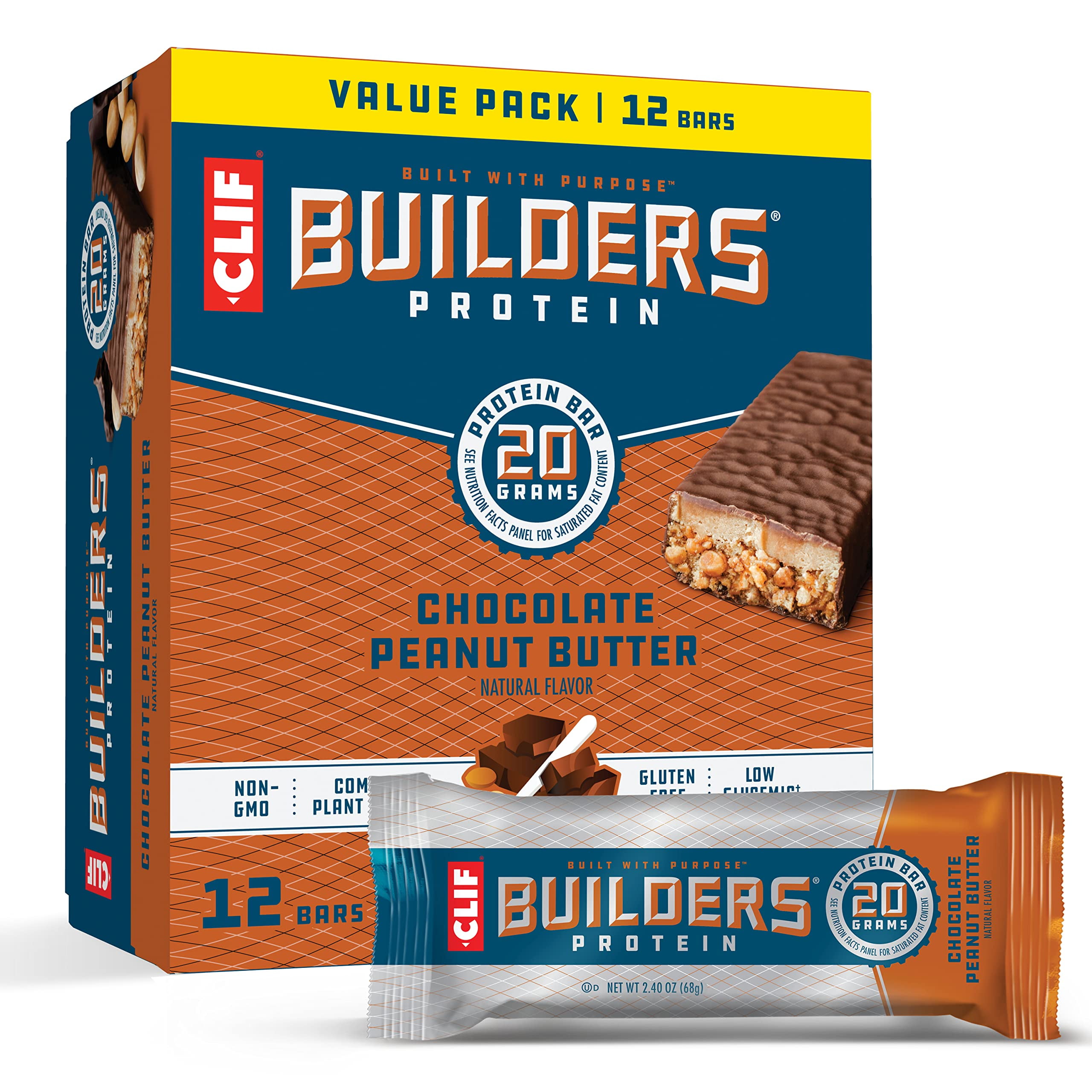 Clif Builders Protein Bars Chocolate Peanut Butter 20G Protein