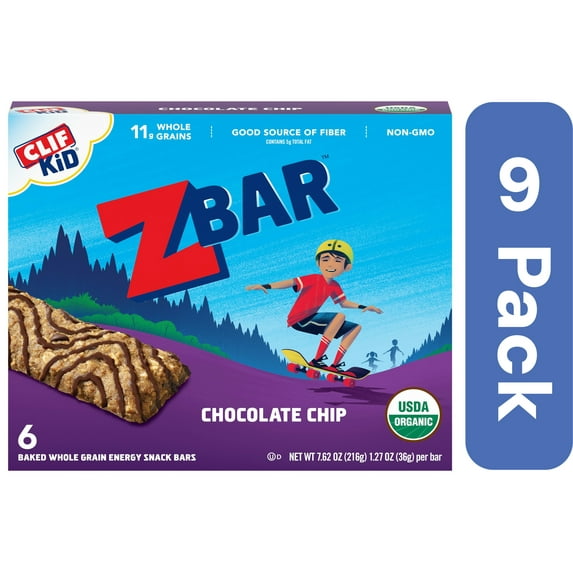 Clif Kid Chocolate Zbar Chip 6 Pack 7.62 oz Pack Of 9