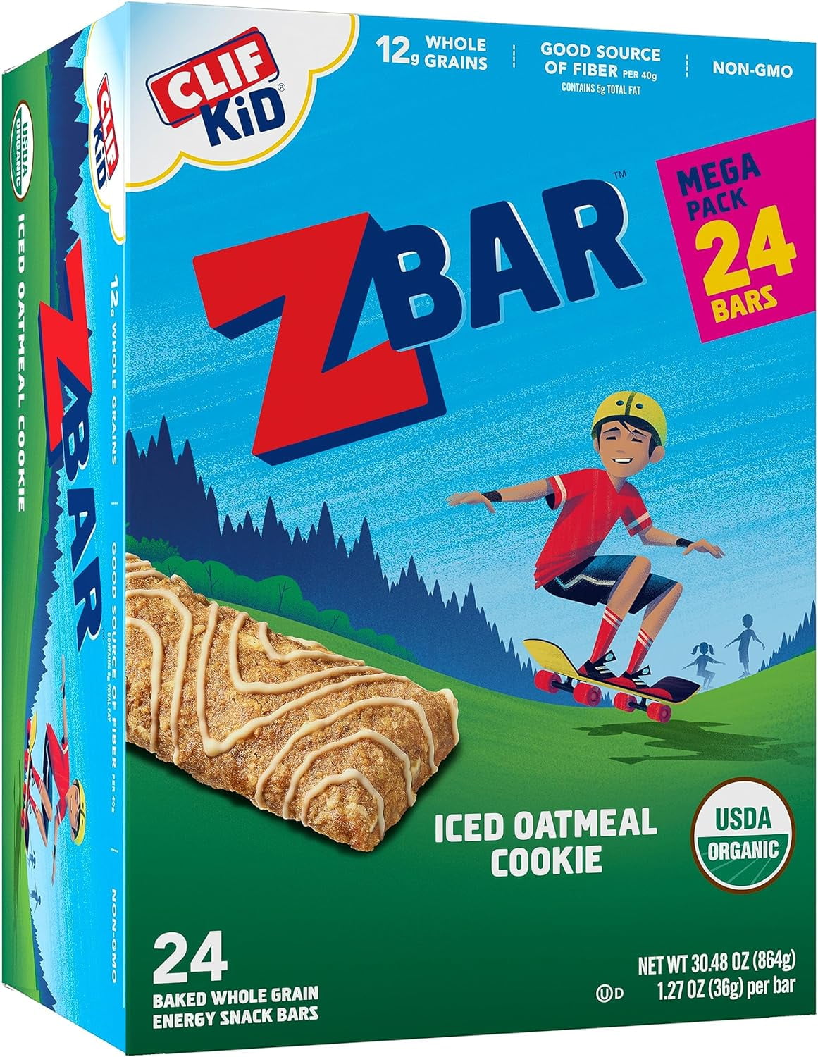 CLIF Kid Zbar - Iced Oatmeal Cookie - Soft Baked Whole Grain Snack Bars - USDA Organic - Non-GMO - Plant-Based - 1.27 oz. (24 Pack)