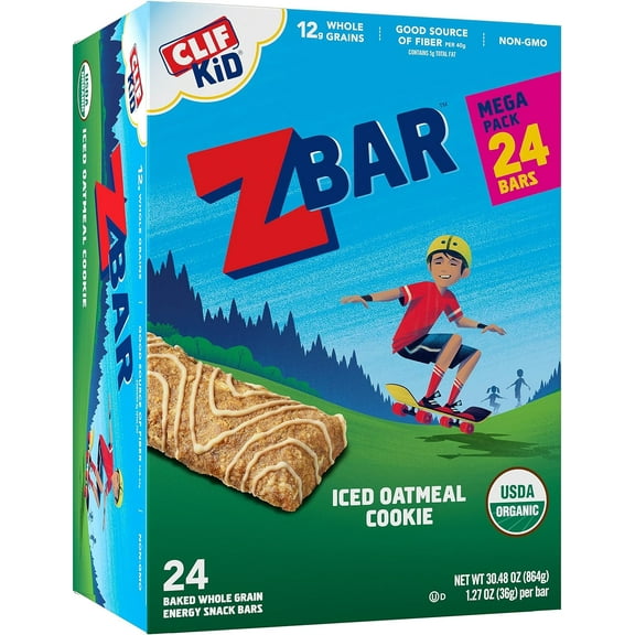 CLIF Kid Zbar - Iced Oatmeal Cookie - Soft Baked Whole Grain Snack Bars - USDA Organic - Non-GMO - Plant-Based - 1.27 oz. (24 Pack)