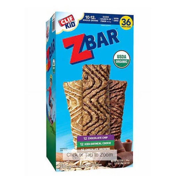 Clif Kid ZBar Organic Granola Bar, Variety Pack, 1.27 oz, 36count