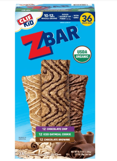 Clif Kid ZBar Organic Granola Bar, Variety Pack, 1.27 oz, 36-count