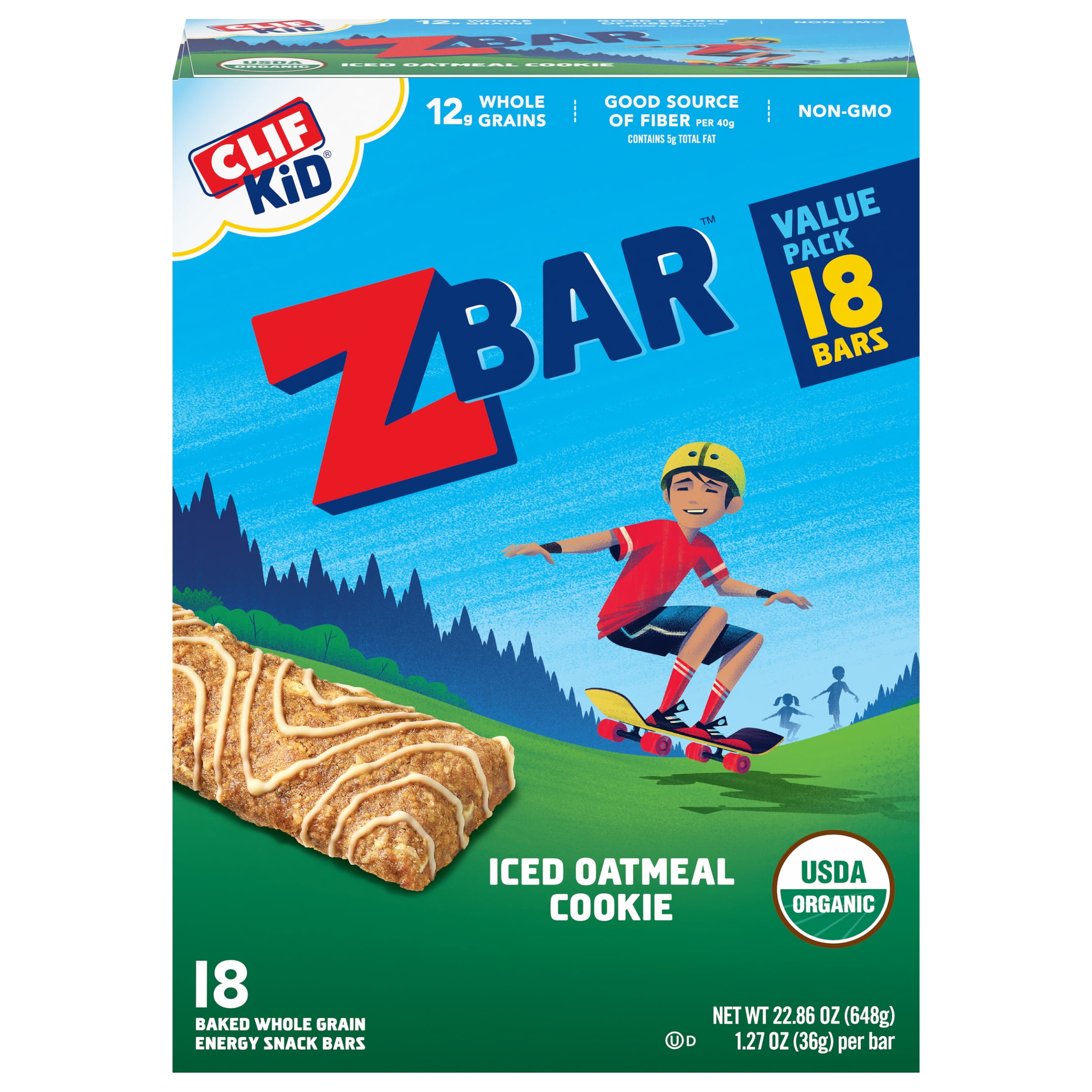 Clif Kid Zbar, Organic Whole Grain Energy Snack Bars, Iced Oatmeal