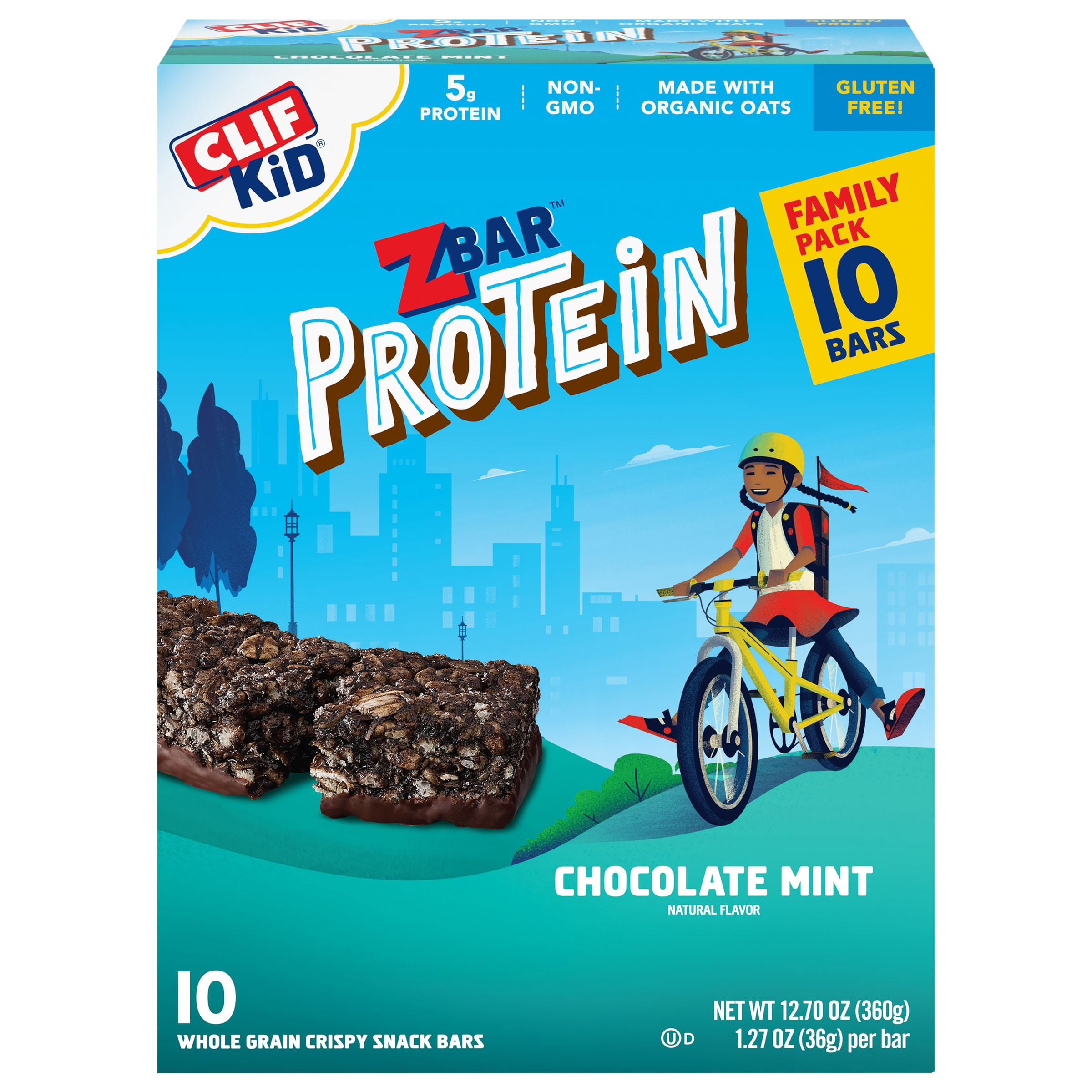 Clif Kid Zbar Protein Chocolate Mint Crispy Whole Grain Snack Bars